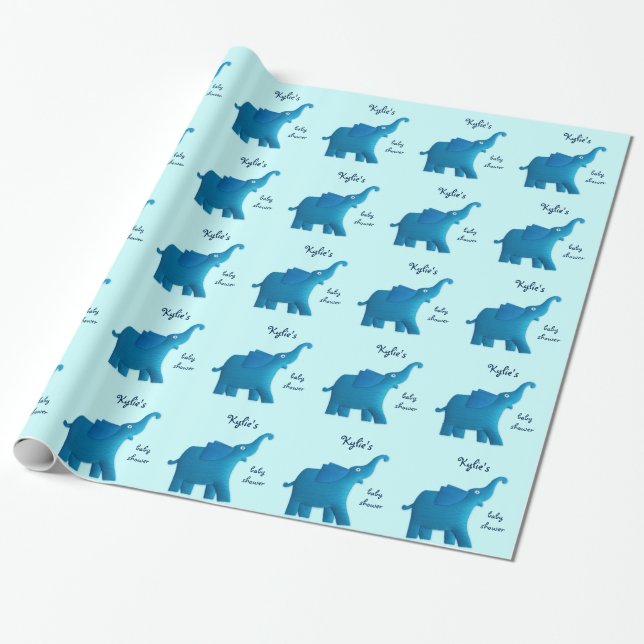 Papier Cadeau éléphant bleu (Déroulé)
