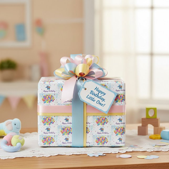 Papier Cadeau éléphant d'anniversaire  (Créateur téléchargé)