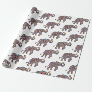 Papier Cadeau Eléphant de Cheetah psychédélique rose