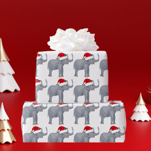 Papier Cadeau Elephant de Noël Père Noël Cute