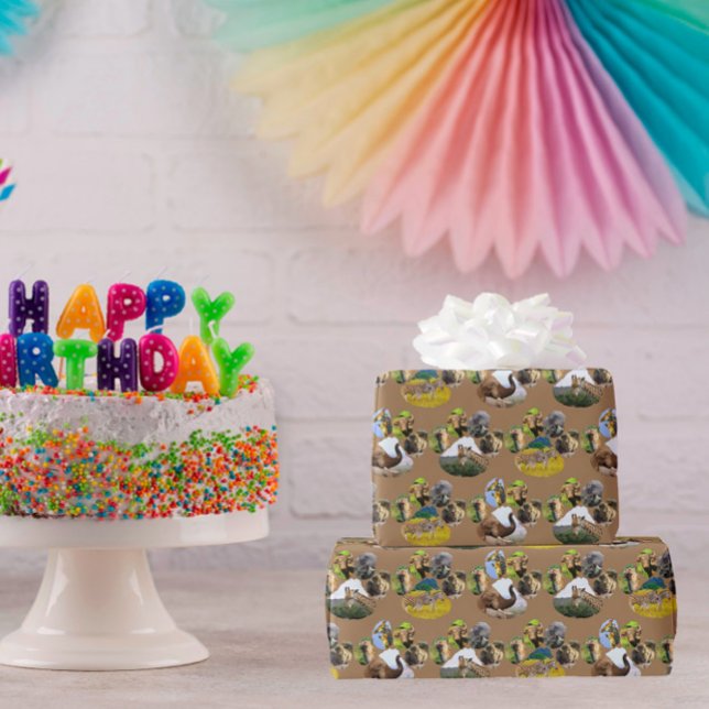 Papier Cadeau Eléphant, Giraffe, Papier à envelopper d'empreinte (Créateur téléchargé)