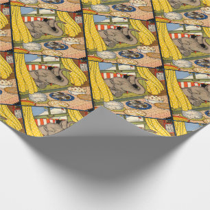 Papier Cadeau éléphant passant la tête par la fenêtre