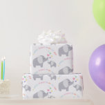 Papier Cadeau Eléphant Petit Arachide | BABY SHOWER | Arc en cie<br><div class="desc">Papier d'emballage cadeau de bébé coloré avec d'adorables éléphants illustrés avec des lettres et des coeurs modernes de couleur et dit "Un peu d'arachide est en route"</div>