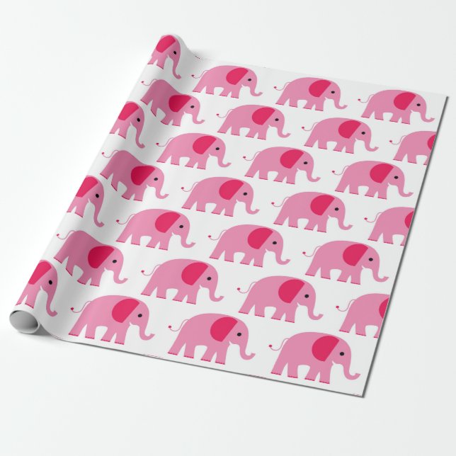 Papier Cadeau Éléphant rose (Déroulé)