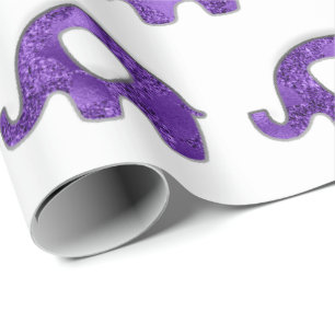 Papier Cadeau Eléphants blancs Bébé Garçon Plum violet VIP