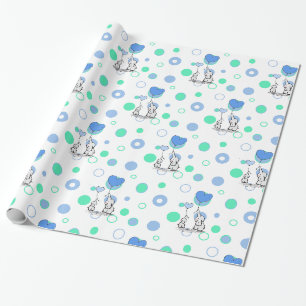 Papier Cadeau Eléphants Bleus Bleus Bleus Bleus Bleus Blanc Cade
