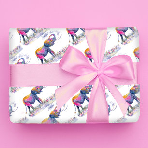 Papier Cadeau Éléphants colorés à l'aquarelle