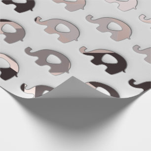 Papier Cadeau Eléphants gris noir pastel gris 3D