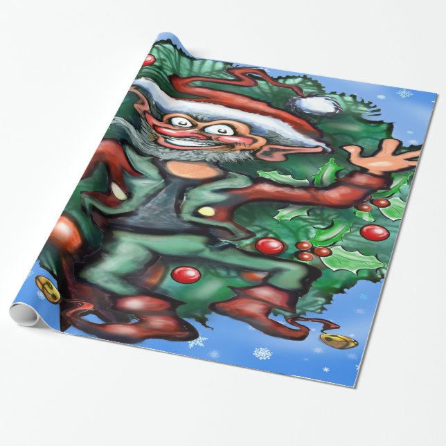 Papier Cadeau Elfe de Noël 2x3' 60# Décoration murale (Déroulé)