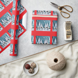 Papier Cadeau Elfes découpés dans la neige de Noël