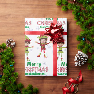 Papier Cadeau Elfes Drôles Photos Personnalisées Enfants Joyeux