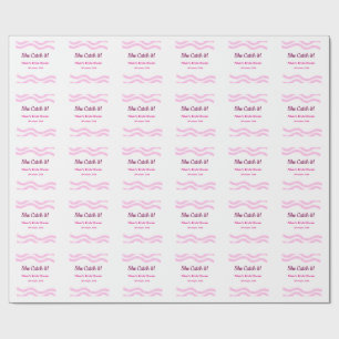 Papier Cadeau Elle l'attrape lignes spirales aquarelles rose mar