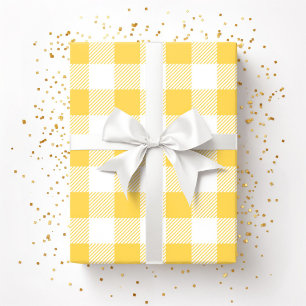 Papier Cadeau Emballage à motif carreaux jaune blanc