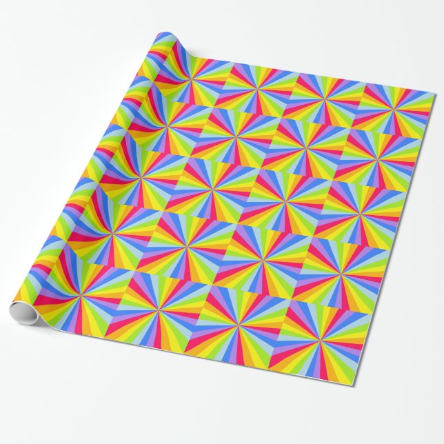Papier Cadeau Emballage à motifs de couleur vive de Rainbow ray (Déroulé)