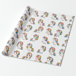 Papier Cadeau Emballage Anniversaire Arc-en-Ciel Licorne Mignonn