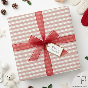 Papier Cadeau Emballage bébé Noël Gingham