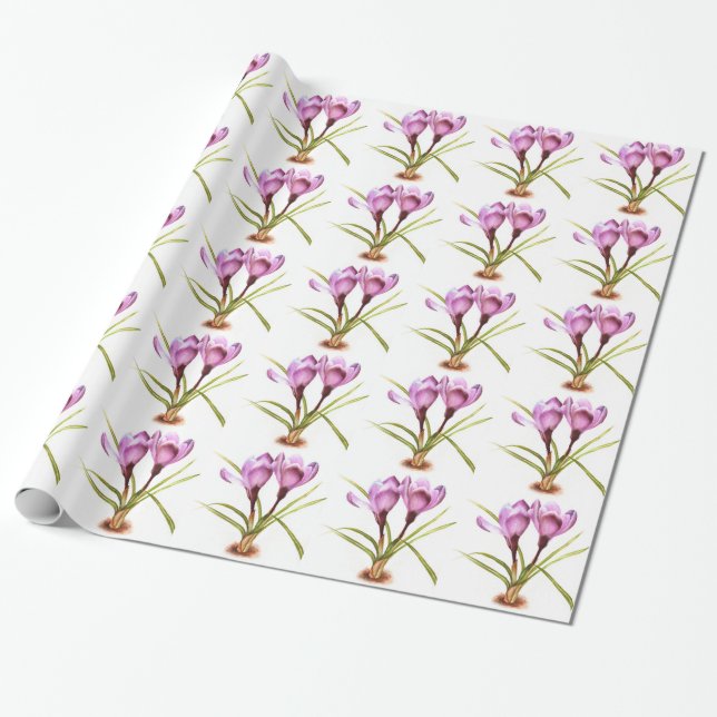 Papier Cadeau Emballage d'art crocus violet (Déroulé)