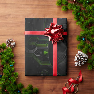 Papier Cadeau Emballage de circuit PC de joueur cyberpunk