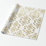 Papier Cadeau Emballage de mariage élégant à motif floral en dam<br><div class="desc">Offrir un cadeau de mariage dans un motif floral en damas or faux fait une présentation incroyable. Idéal pour les jeunes mariés,  les douches de mariée,  les mariages,  les nouveaux foyers,  les fêtes de fiançailles et plus encore.</div>