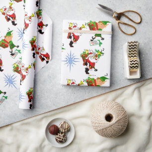 Papier Cadeau Emballage de Noël Elfe de Noël Bonhomme de neige