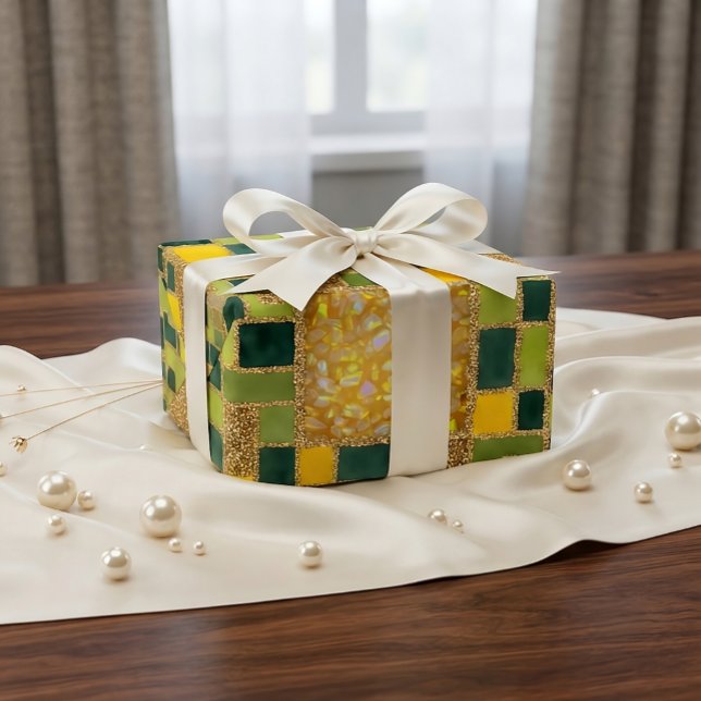 Papier Cadeau Emballage de style pailleté faux vert (Créateur téléchargé)