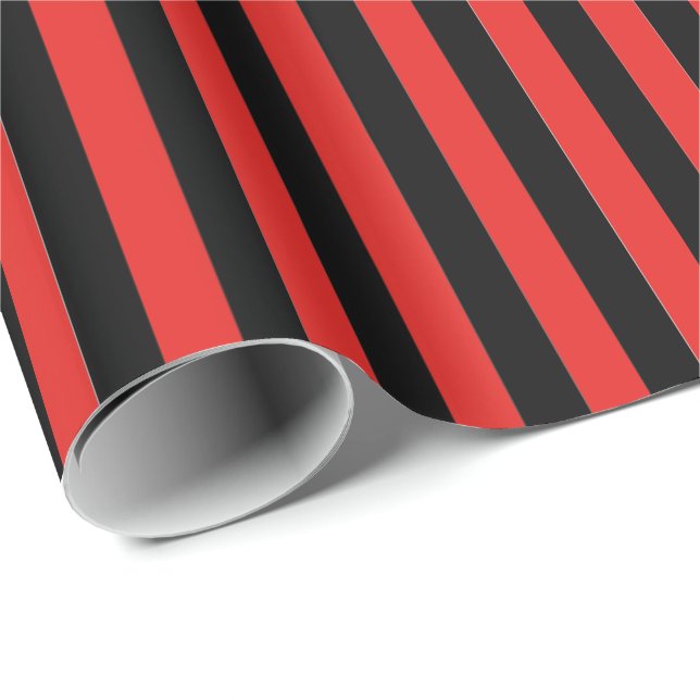 Papier Cadeau Emballage des rayures Papier-Noires et rouges (Coin rond)