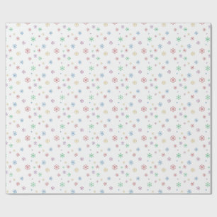 Papier Cadeau Emballage minimaliste de flocons de neige colorés 