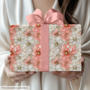 Papier Cadeau Emballage moderne rose poussiéreux et or pour 70e