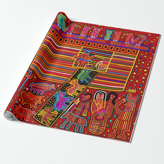 Papier cadeau emballage Mola Arche de Noé (Déroulé)