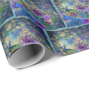 Papier Cadeau Emballage Papier Élégant Paon