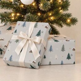 Papier Cadeau Emballage personnalisé d'arbre de Noël de forêt hi