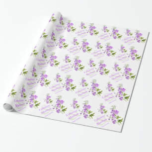 Papier Cadeau Emballage personnalisé mariage violet de delphiniu