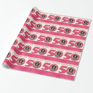 Papier Cadeau Emballage rose de cinquantième d'anniversaire de