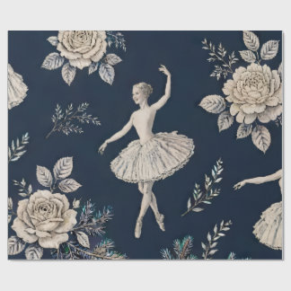 Papier Cadeau Emballage toile de Noël Ballerine - Nuit de minuit