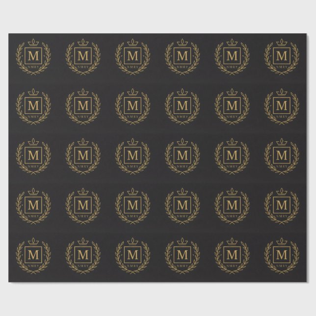 Papier Cadeau "Emblème Royal NMKY – Monogramme M Crest Design" (Plat)