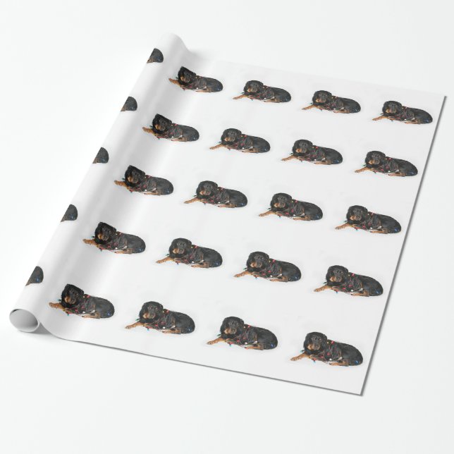Papier Cadeau Embrouillement de Noël de rottweiler (Déroulé)