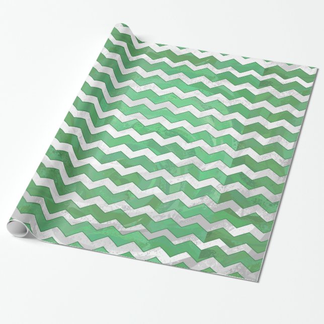 Papier Cadeau Emerald Cream Chevron Motif (Déroulé)