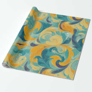 Papier Cadeau Emerald Green et Gold Paisley Abstrait inspiré