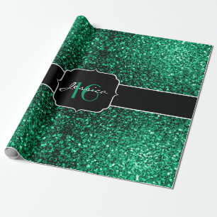 Papier Cadeau Emerald Green fausse parties scintillant scintille