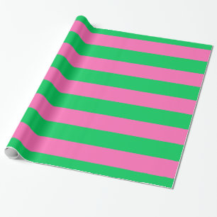 Papier Cadeau Emerald Green, rose chaud #2 XL Preppy Stripe 1X