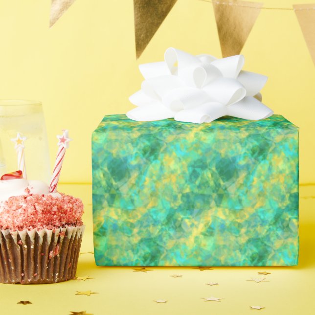 Papier Cadeau Émeraude Vert Crumpled Texture (Fête d'anniversaire)