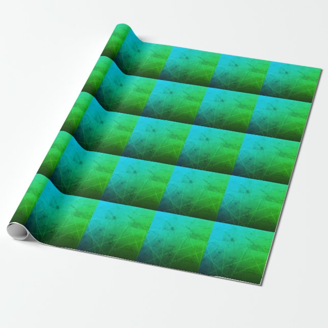Papier Cadeau Émeraude : Vert et Bleu uniques (Déroulé)