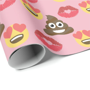 Papier Cadeau Emoji mignon dans l'amour, l'emoji de dunette et