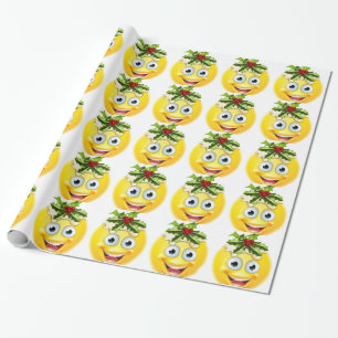 Papier Cadeau Émoticône Emoji de pudding de Noël