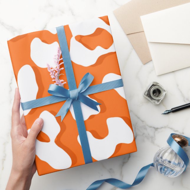 Papier Cadeau Empreinte de léopard blanc Orange (Cadeaux)