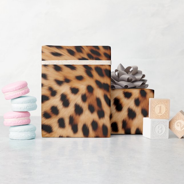Papier Cadeau Empreinte de léopard Brown de crème (Baby Shower)