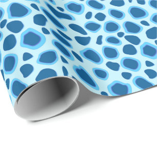 Papier Cadeau Empreinte de léopard - Cobalt foncé et bleu ciel