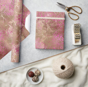 Papier Cadeau Empreinte de léopard de glamour rose Girly