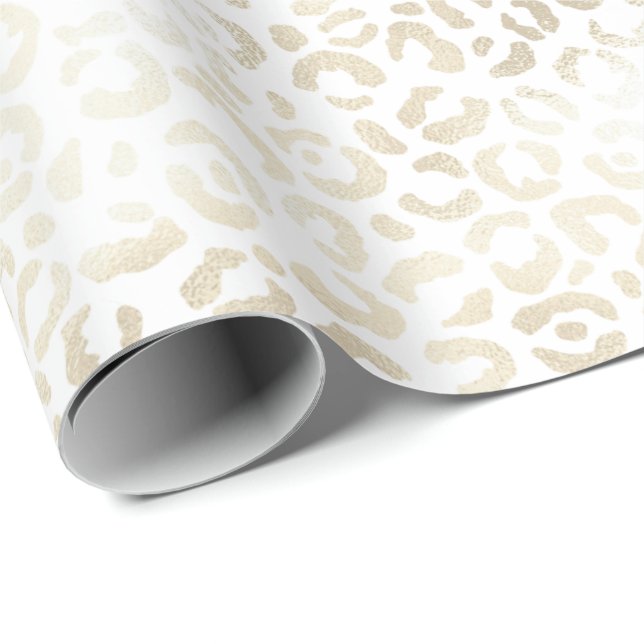 Papier Cadeau Empreinte de léopard d'or blanc (Coin rond)