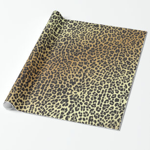 Papier Cadeau Empreinte de léopard et feuille d'or fascinants d